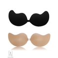 thumbnail image 2 of GustaveDesign 2 Pack Women Push Up Strapless Invisible Bra Backless Adhesive Sexy Seamless Bra Breast Life Nipple Cover "B Cup,Black + Skin", 2 of 8