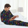 thumbnail image 5 of KLL Graffiti Art Sleepwear Mens Flannel Pajamas,Long Cotton Pj Set, 5 of 7