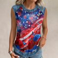 thumbnail image 4 of Tank Tops for Women Diagonal Stripe Star Round Neck Sleeveless Shirts Casual Loose Fit Trendy Patriotic Camisole Blouse Dark Blue S, 4 of 6