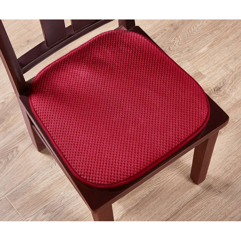 4 Pack: Premium Memory Foam Non Slip Chair Cushions, Burgundy