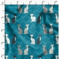 thumbnail image 2 of Soimoi Blue Poly Georgette Fabric Quatrefoil Cat Animal Printed Fabric 1 Yard 42 Inch Wide, 2 of 6