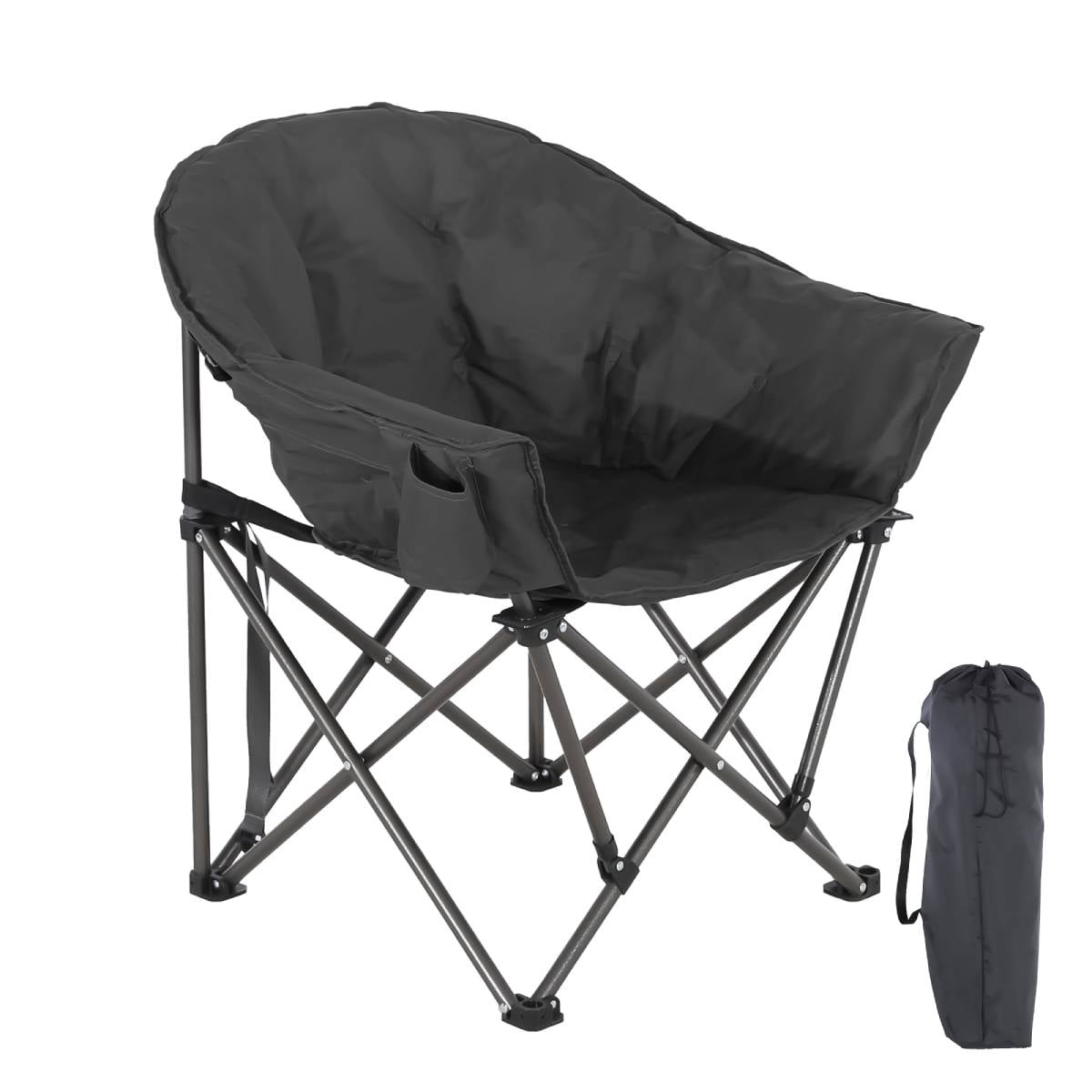 Oversized Folding Moon Chair, Padded Heavy-Duty Camping Chair with Multi-Pocket & Carry Bag, Portable Outdoor Chair for Camping Fishing Beach Backyard