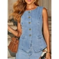 thumbnail image 4 of Button Down Vest and Wide Leg Jeans Denim Set, 4 of 8