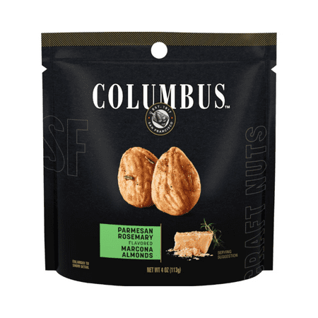 Columbus Parmesan Rosemary Marcona Almonds Shelf Stable 4 oz Plastic Pouch