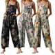 thumbnail image 3 of Sunloudy Mono de tallas grandes para mujer, mono informal sin mangas con cuello cuadrado y estampado floral de hojas con bolsillos para niñas, 3 colores Sunloudy S/M/L/XL/XXL/XXXL/XXXXL/XXXXXL, 3 of 3