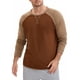 thumbnail image 4 of Camiseta de manga larga para hombre, color bloque, casual, tipo raglán, XL, marrón, caqui, 4 of 6