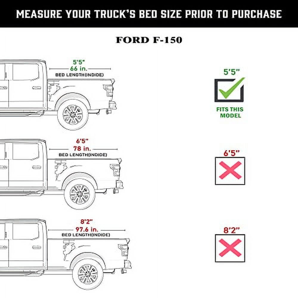 Toptiny Hard Folding Truck Bed Tonneau Cover Fits 2015-2026 Ford F150 /Lightning 5'5"Bed