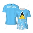 thumbnail image 2 of Exclusive design Saint Lucia Flag Grain 3D Printed Men For Running Bike Soccer Tennis Fitness Sports tshirt Mesh Short T-shirt, 2 of 17