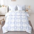 thumbnail image 1 of Cute Rabbit 7 Pieces Bedding Set Queen,Spring Easter Animal Princess Bowknot Bed in a Bag for Teens,Blue Geometric Plaids Kawaii Bow Patchwork Comforter Set with Sheets,Pillow Covers, 1 of 5