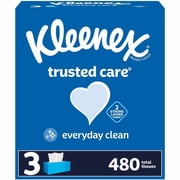 Kleenex trusted care Tissues - 2 Ply - 8.40 x 8.50 - White - Soft, Absorbent, Thick - For Face, Home - 160 Per Box - 3 / Pack | Bundle of 2 Packs