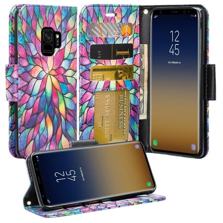 Galaxy S9 Case, Samsung Galaxy S9 Phone Cases, Flip Folio [Kickstand Feature] Pu Leather Wallet Case with ID & Credit Card Slot For Galaxy S9 -