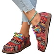thumbnail image 4 of Women's Ethnic Print Canvas Sneakers, Lace Up Casual Walking Shoes, Women's Graffiti Canvas Fashion Sneaker | Comfortable Play Canva Shoes Retro Ethnic Style Low-Top Walking Slip On Shoes, Red 6.5, 4 of 7