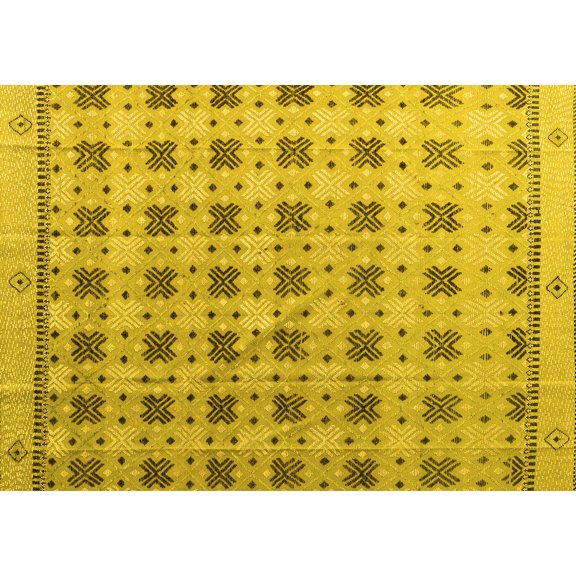 Ahgly Company Indoor Rectangle Abstract Yellow Modern Area Rugs, 5' x 7'