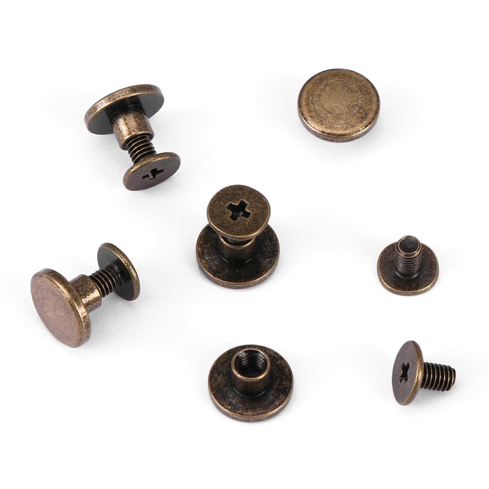 Tebru Brass Rivets, Leather Cap Rivet,20pcs Flat Head Copper Brass Screws  Nuts Nails Rivets Leather Cap Accessory 