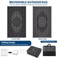 thumbnail image 5 of COZONY 9'x12' Boho Reversible Outdoor Rug, Waterproof Straw Plastic Mat with Vintage Medallion, Portable, UV Resistant, for Porch, Deck, Black + Gray, 5 of 9