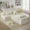 thumbnail image 6 of 108" Modular Sectional Sofa with Strap Design, L-Shape Cloud Couch with 6 Pillows, Upholstered Free Combination Sofa for Living Room, Bedroom, Beige, 6 of 9