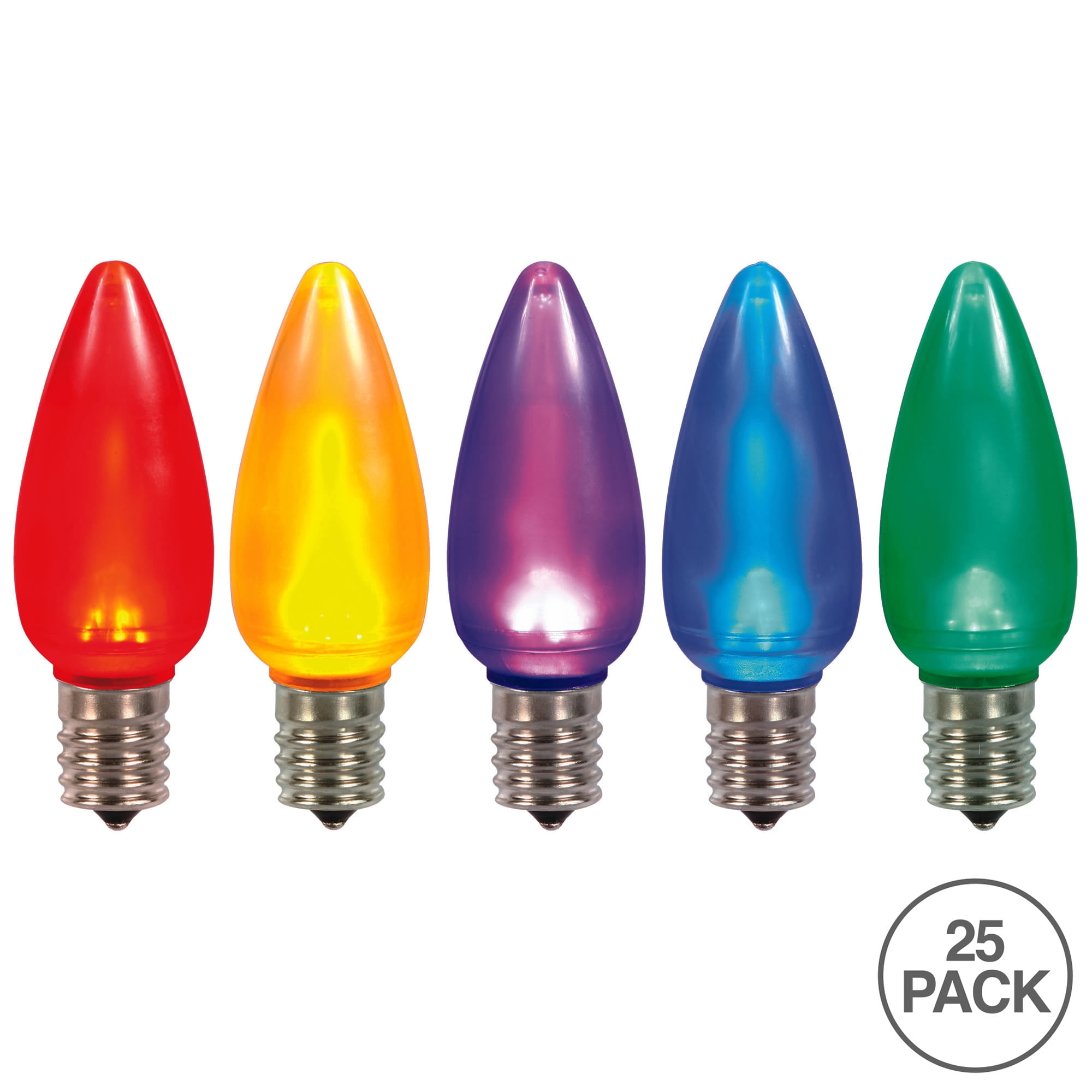 Vickerman C9 Ceramic LED Multi Twinkle Bulb Nickel Base, 25 Bulbs per bag