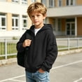 thumbnail image 4 of CYRBOKO Hooded Sweatshirts for Boys, Waffle Knit Long Sleeve Full Zip Casual Kids Outerwear Hoodie Black Size 11-12 T, 4 of 9