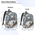 thumbnail image 2 of Disketp Majestic Snowy Wolf print Canvas Backpack Lightweight Travel Daypack Student Rucksack Laptop Backpack-Small, 2 of 5