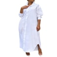 thumbnail image 2 of Chemise Décontractée Unie à Manches Longues pour Femmes, Longueur Cheville, Boutonnée, Surdimensionnée, 2 of 5