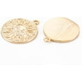 thumbnail image 2 of Brass Pendants Nickel Free Flat Round with Sun Real 18K Gold Plated 17x14.5x1mm Hole: 1.4mm, 2 of 2