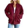 thumbnail image 3 of Corduroy Zip Up Jacket for Women Stand Collar Long Sleeve Oversized Casual Outerwear Relaxed Fit Fall Coat, 3 of 8