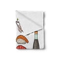 thumbnail image 2 of Wasabi Soft Flannel Fleece Throw Blanket, Traditional Japanese Teapot Sushi Chopsticks Noodle Cherry Blossom Sakura, Cozy Plush for Indoor and Outdoor Use, 60" x 80", Multicolor, by Ambesonne, 2 of 5