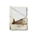 thumbnail image 2 of Vintage Soft Flannel Fleece Throw Blanket, European Landmark Traveller Tourist Cities Italy France Spain Sketchy Image, Cozy Plush for Indoor and Outdoor Use, 50" x 60", Brown and Cream, by Ambesonne, 2 of 6