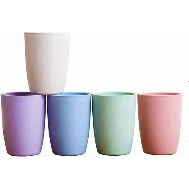 Eco-friendly Unbreakable Reusable Drinking Cup for Adult(12 OZ), Wheat Straw Biodegradable Dishwasher 5pcs
