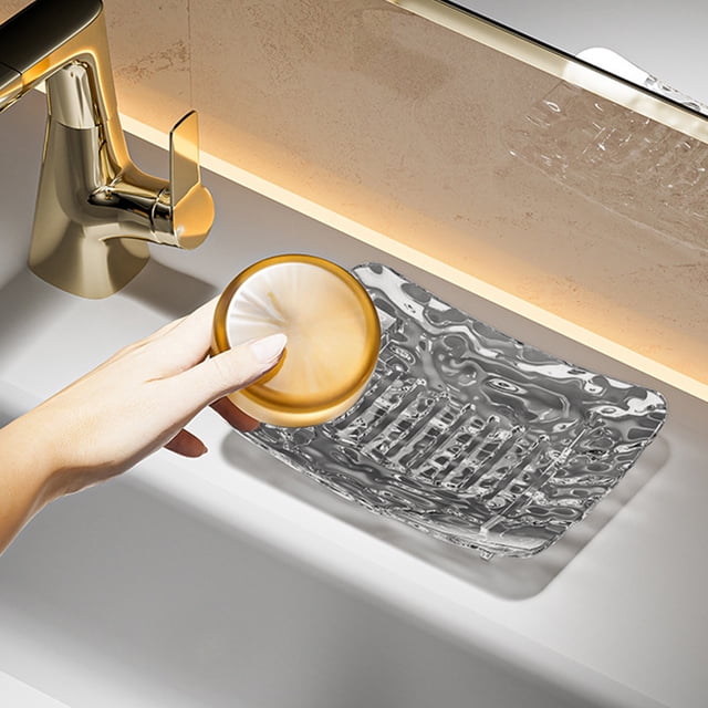 Vrorvz Glacier Pattern Soap Storage Rack with Drain Design for Bathroom or Kitchen Reduces Residual Moisture Prevents Waste and Extends Soap Life Versatile Modern Style