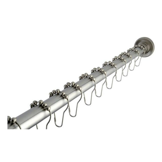 Kingston Brass KSR608 Tringle de Rideau de Douche Réglable en Acier Inoxydable de 72 Po Edenscape Americana avec Anneau Combiné, Nickel Brossé