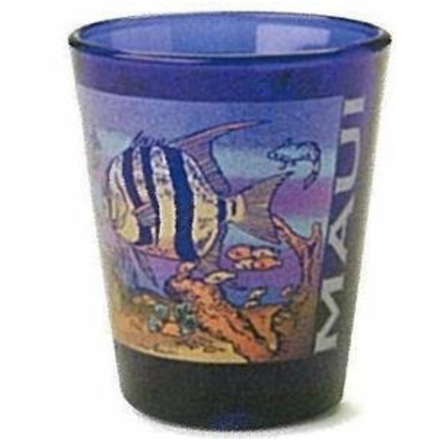 Hawaiian Shot Glass Sea Life Blue Maui