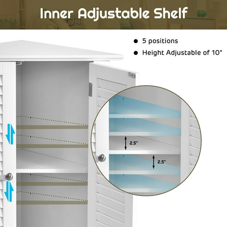 Costway Freestanding Corner Bathroom Storage Cabinet with