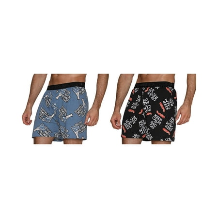 2 Pack Men's Funny Underwear Set- Novelty Boxer Shorts, Bacon-Alcohol, Size: (The Best Boxer Shorts)