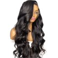 thumbnail image 4 of LHWEN Front Lace Large Wig Women's Center Part Long Curly Hair Synthetic Fiber Natural Look Adjustable Cap Soft and Smooth Black Wig for Daily Wear Work Dates Concerts Theme Parties, 4 of 6
