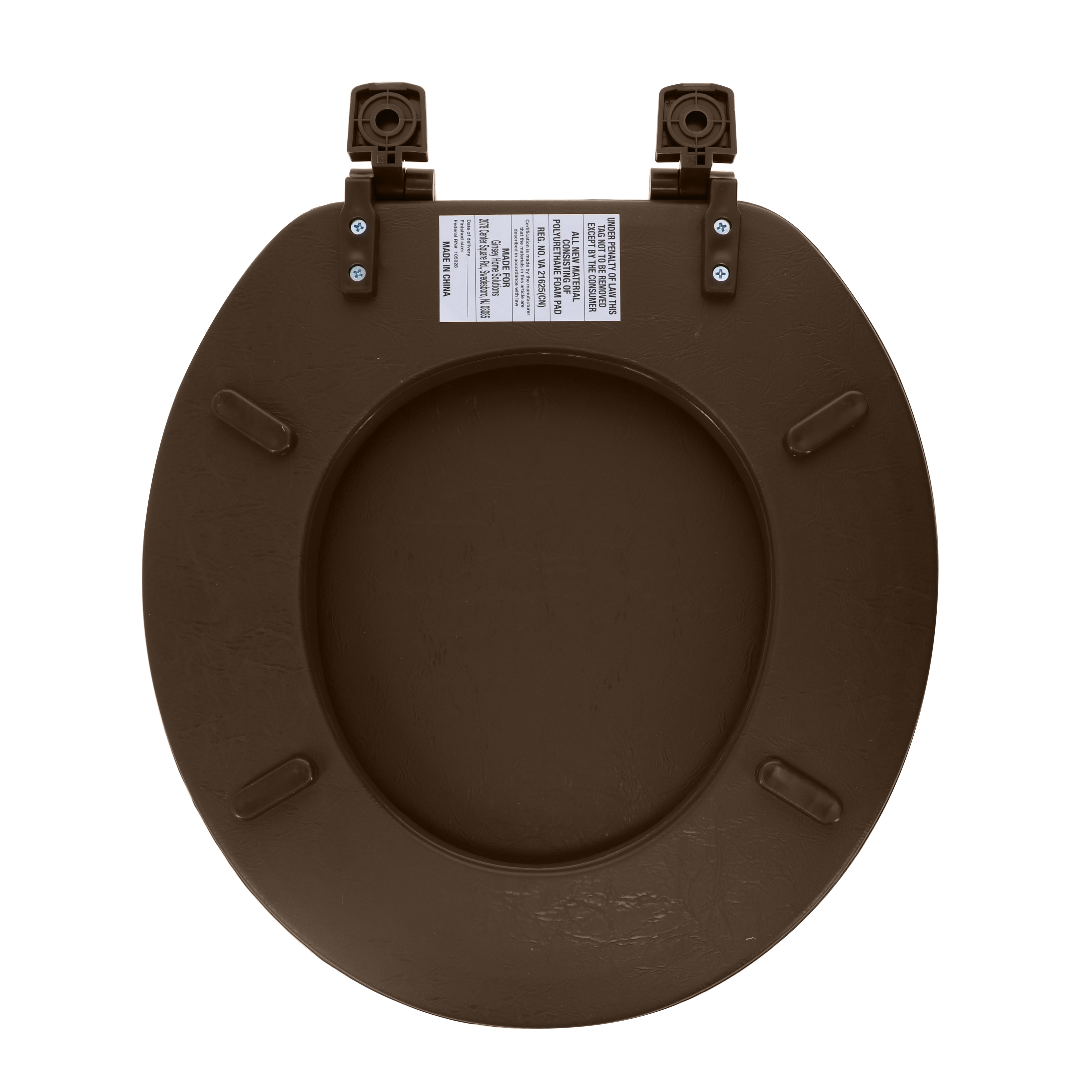 Ginsey Home Solutions Round Soft Cushion Toilet Seat, Brown