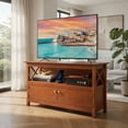 thumbnail image 3 of Demi Bonn TV Stand, TV Cabinet, 44 Inch Wooden Storage Cabinet TV Stand, for Living Room, Bedroom, Brown, 3 of 8