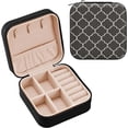 thumbnail image 2 of PU Leather Jewelry Box, Vintage Black Background Moroccan Pattern Travel Jewelry Case Portable Jewelry Organizer Storage Holder Boxes for Women Girls for Necklace Bracelet Earrings Rings, 2 of 7