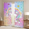 thumbnail image 2 of Manfei Colorful Cute Unicorn Black Out Curtains,Cartoon Rainbow Stars Curtains Pack of 2 (42x63 Each),Sweet Doughnut Ice Cream Bedroom Curtains For Girls Kids,Ultra Soft Home Decor, 2 of 6
