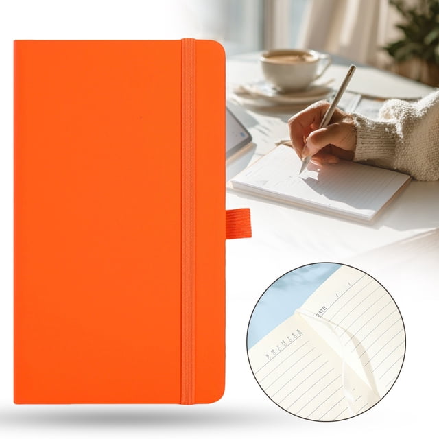 FENGGHAO A6 Ruled Notebook Hardcover Lined Journal Orange Thick Paper Diary for Writing Office Work Travel Note Taking