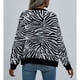 thumbnail image 4 of Abrigo De Suéter A Rayas Cuello Redondo De Un Solo Pecho Frente Abierto Bloque De Color Prendas De Vestir De Punto Sueltas Y Cálidas Para Mujer Negro M, 4 of 6