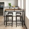 thumbnail image 4 of 3 Pieces Dining Table and Chairs Set, SYNGAR Modern Counter Height Bar Table Set, Pub Bistro Set for 2, with 4 Glass Holders, 2 Wine Racks & 3-Tier Shelves, for Kitchen, Bar, Dining Room, Black, D6128, 4 of 9