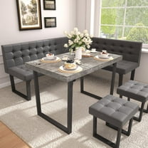 Brafabhome 5 Piece Corner Dining Table Set, 72 Inch Breakfast Nook with Banquette, Modern Kitchen Table with Storage Bench for 6 | Gray