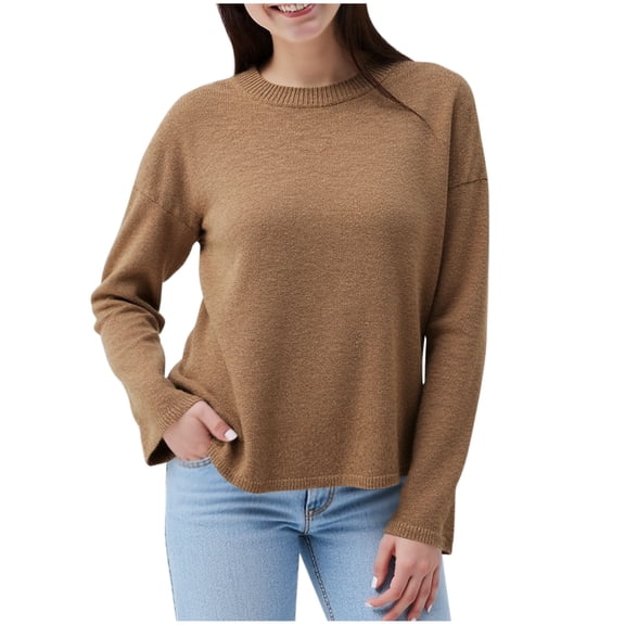 Kilaqueen Lightweight Women's Sweaters Solid Color Crew Neck Long Sleeve Pullover Tops Casual Comfy Soft Sweaters