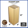thumbnail image 2 of EcoSwift Brand Premium 4x4x12 Cardboard Boxes Mailing Packing Shipping Box Corrugated Carton 23 ECT, 4"x4"x12", Brown, 100-Pack, 2 of 5