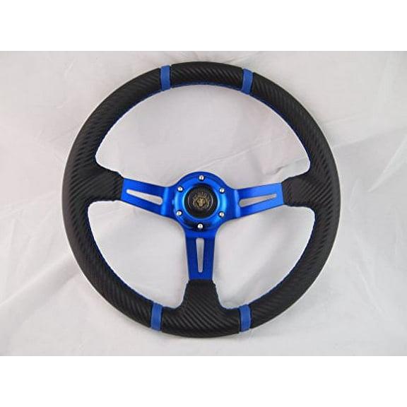 Club Car Precedent Blue Steering Wheel Golf Cart W/ Chrome Adapter 3 Spoke"