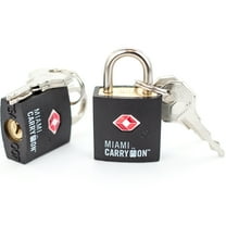 Miami CarryOn TSA Approved Padlock, Keyed Luggage Lock - Black