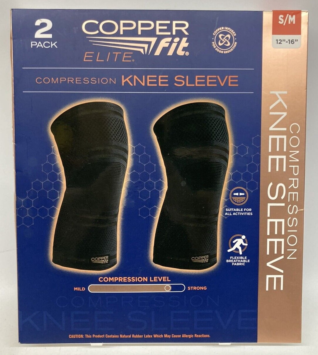 Copper Fit Elite Air Knee Sleeve 2-pack, S/M (NEW)