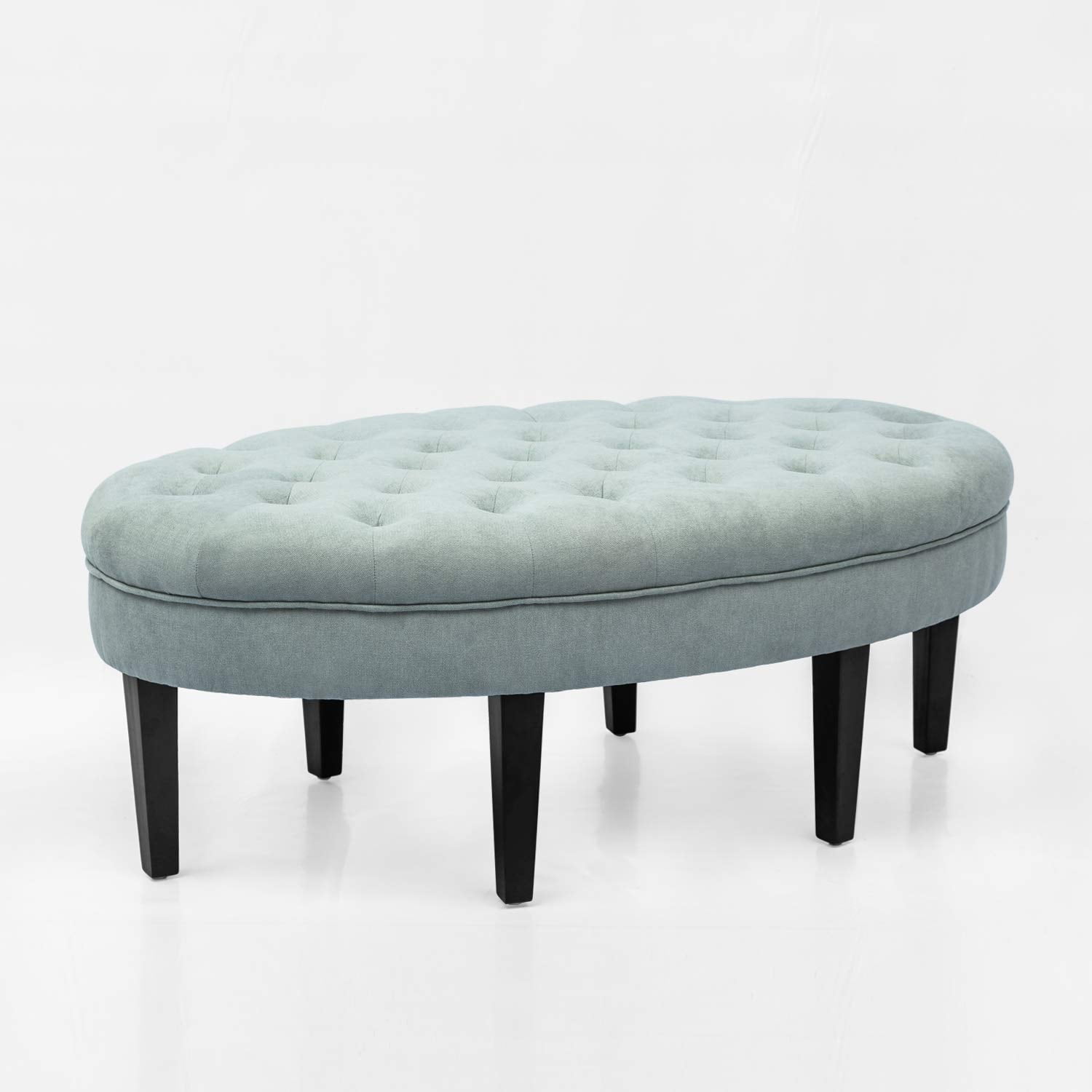 Homebeez OF0034 Oval Footstool48 Inch Storage Ottomans, Pale Blue
