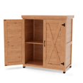 thumbnail image 5 of Glavbiku Outdoor Potting Bench with Storage Cabinet,Work Station Table with Metal Table Top,Brown, 5 of 11